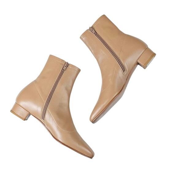 BY FAR Leather Low Heel Square Toe Booties $540 Size 37 - Picture 14 of 14
